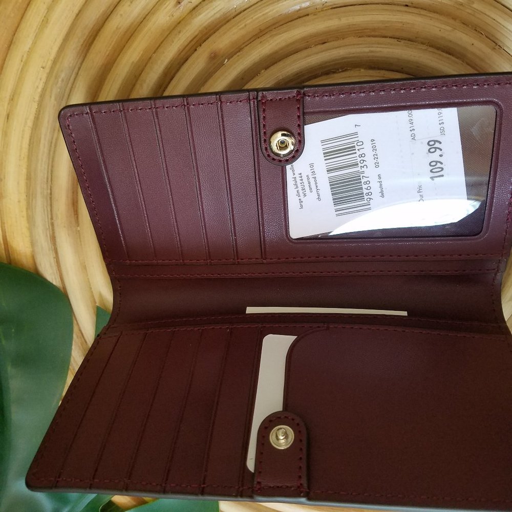 Large Slim Cameron Bifold Wallet Cherry Kate Spade - Picture 3 of 8